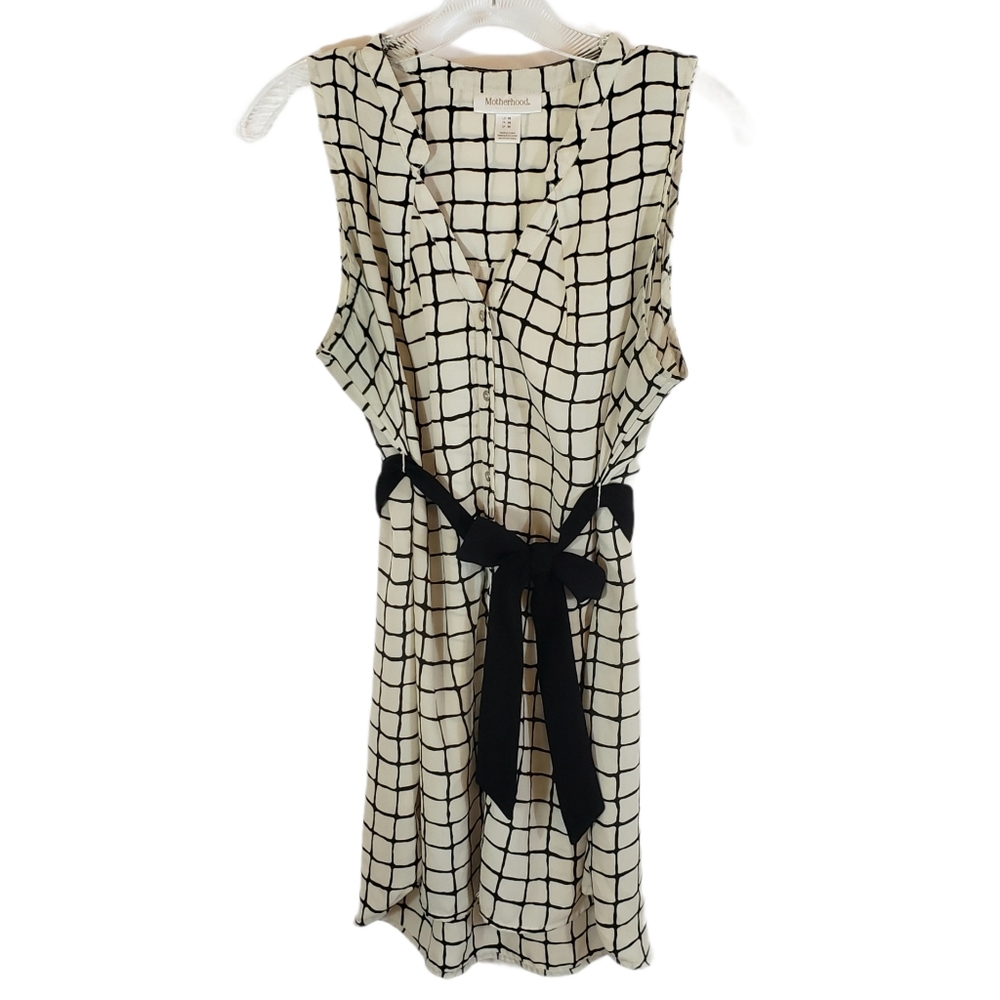 Motherhood Ivory Window Pane Sleeveless Top Maternity Medium - Picture 9 of 9